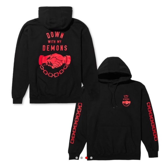 Lurking Class Other - Lurking class down with the demons Black Hoodie with Red Graphic Design size XXL